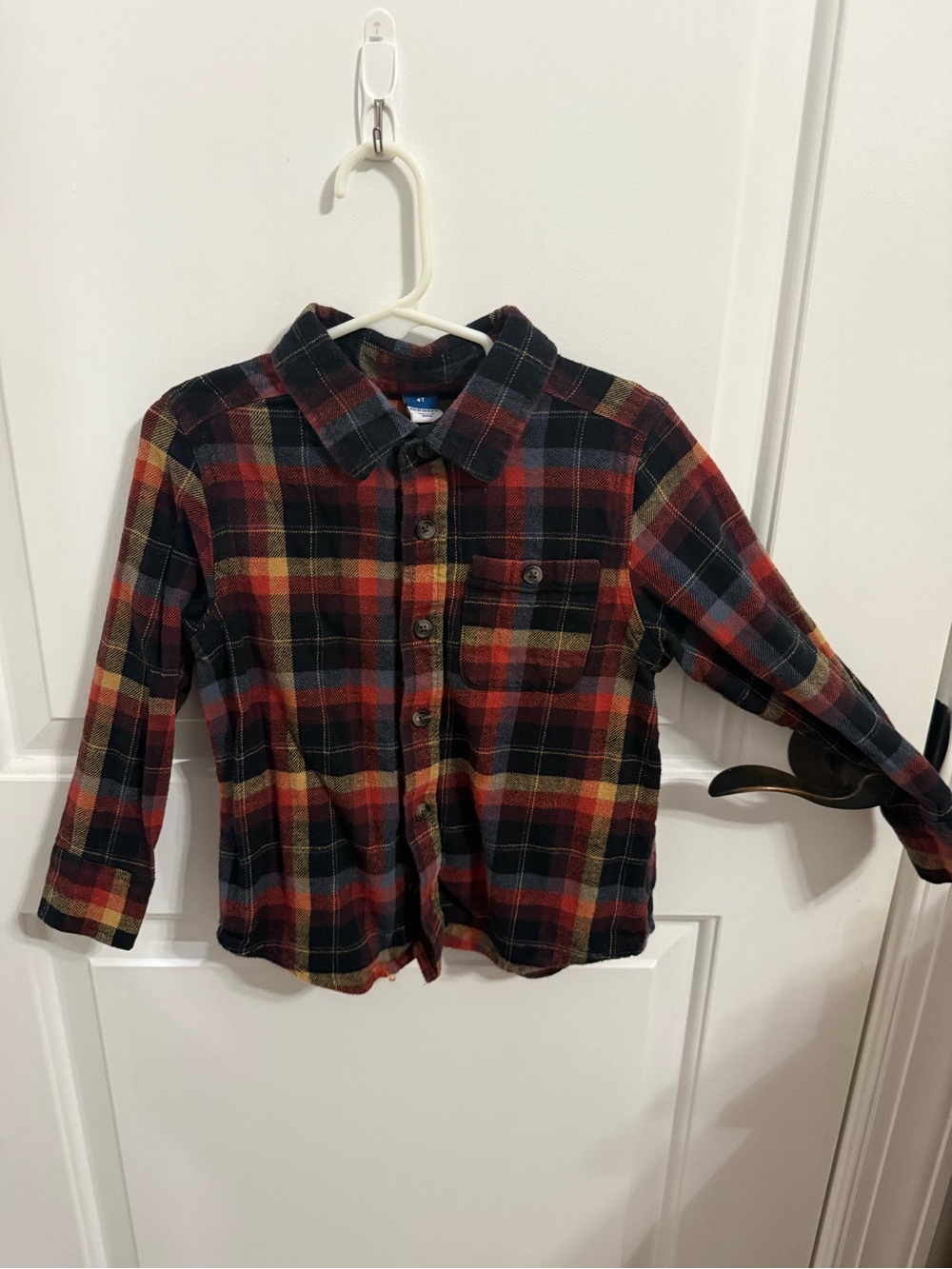 Old Navy Red, Black, Blue & Yellow Plaid Button-Down Shirt